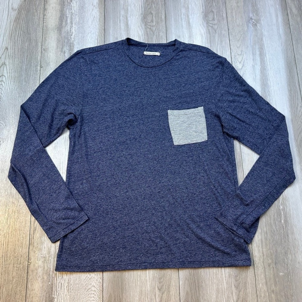 Marine Layer Shirt Mens Small Blue Long Sleeve Pocket Casual Beach Men USA MADE